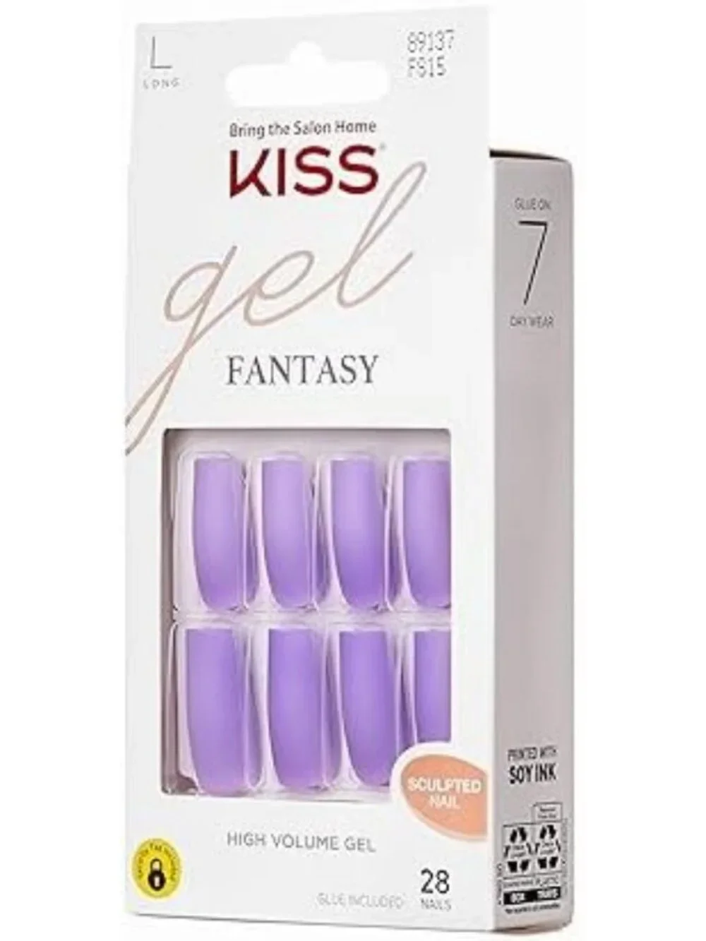 Purple Long Square Press-On Nails Set with Glue, File & Manicure Stick - 28